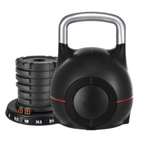 Kettlebell, Adjustable Kettlebell with 7 Weight Levels (5, 11.5, 18, 24.5, 31, 37.5, 44 lbs), Die-Cast Aluminum and ABS Material