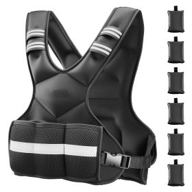 Adjustable Weighted Vest, 4-10 lbs Comfortable X-Shape Body Weight Vest Set with 6 Weight Packs and Reflective Stripe, for Men Women