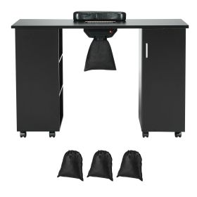 Manicure Table, Nail Table Station with Electric Dust Collector, Moveable Nail Tech Desk with 8 Wheels (4 Lockable), 3 Dust Bag & Wrist Rest