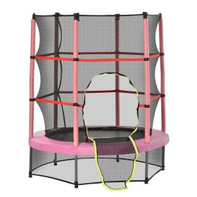 5FT Pink Kids Trampoline with Enclosure Net, Safe Bouncing, for Ages 3 to 6, Indoor/Outdoor Use
