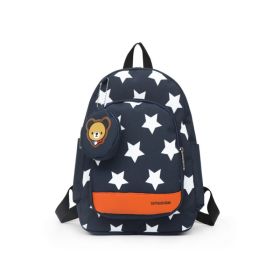 Teens Soccer Fan Backpack,Star Print With Cute Bear Coin Purse, Lightweight Stadium Bag For World Cup, Sports Events & School (Option: Blue)