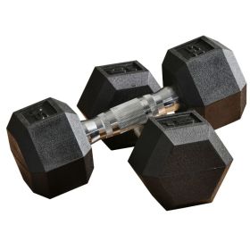 2 x 15lbs Hex Dumbbell Set of 2, Rubber Weights Exercise Fitness Dumbbell with Non-Slip Handles, Anti-roll, for Women or Men Home Gym Workout, Bl (Option: Black-294x234x109 mm)