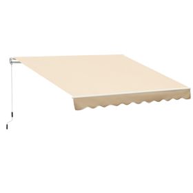 10 x 8 Retractable Awning, Patio Awnings, Sunshade Shelter w/ Manual Crank Handle, UV & Water-Resistant Fabric and Aluminum Frame for Deck, Balco (Option: Beige-1685x220x180 mm)