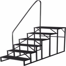 RV Stairs 6 Step Ladder,RV Steps Anti-Slip,Hot Tub Steps With Handrail,660 Lbs RV Ladder For 5th Wheel RV,Mobile Home Stairs (Option: Default)