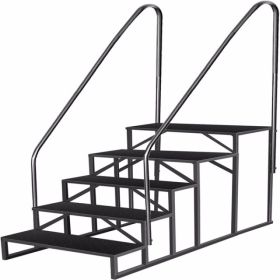 RV Stairs 5 Step Ladder,RV Steps Anti-Slip,Hot Tub Steps With Handrail,660 Lbs RV Ladder For 5th Wheel RV,Mobile Home Stairs (Option: Default)