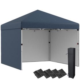 10 x 10 Pop Up Canopy with Sidewalls, Weight Bags and Carry Bag, Height Adjustable Tent for Parties, Navy (Option: Navy Blue-1180x215x260 mm)