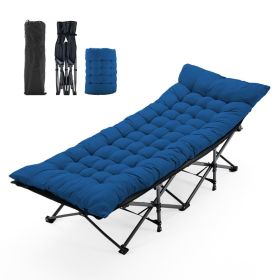 Foldable Camping Bed With Mattress, Sturdy And Durable Folding Bed (Option: Blue)