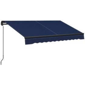 8' X 6.5' Retractable Awning, 280gsm UV Resistant Sunshade Shelter For Deck, Balcony, Yard, Blue (Option: Dark Gray)