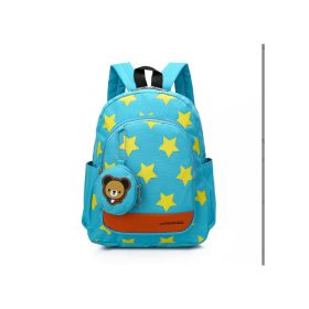 Teens Soccer Fan Backpack,Star Print With Cute Bear Coin Purse, Lightweight Stadium Bag For World Cup, Sports Events & School (Option: Green)
