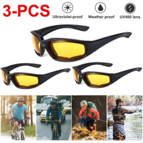3Pair Motorcycle Riding Glasses Wind Resistant Bike Goggles UV Protection Resistant Padded Comfortable Outdoor Sport Goggles (Option: 3Yellow)