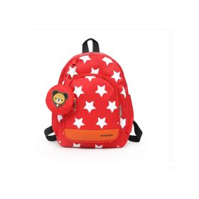 Teens Soccer Fan Backpack,Star Print With Cute Bear Coin Purse, Lightweight Stadium Bag For World Cup, Sports Events & School (Option: Red)