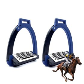 1pair Side-Opening Safety Stirrup for Horse Racing (Color: Dark Blue, Type: Stirrup)