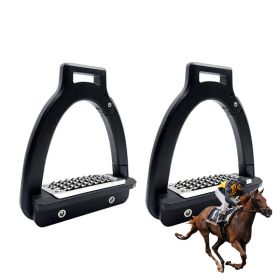 1pair Side-Opening Safety Stirrup for Horse Racing (Color: Black, Type: Stirrup)