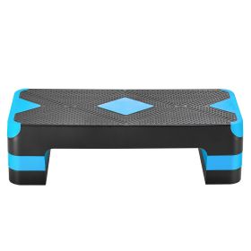 Aerobic Exercise Step Platform, 28-Inch Workout Aerobic Stepper, Height Adjustable Fitness Training Step Deck Trainer with 4 Risers (Color: Blue)