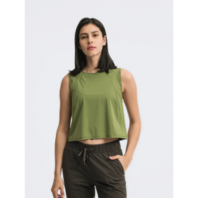 JupiterGear Round-Neck Cropped Tank (Color: Moss, size: 10)