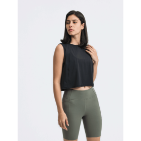 JupiterGear Round-Neck Cropped Tank (Color: Black, size: 8)