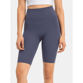 JupiterGear High-Rise Long Shorts (Color: Dusty Blue, size: 10)