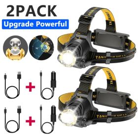 12000000lm LED Headlamp USB Rechargeable Headlight Head Torch Lamp Flashlight (Option: 2pcs)