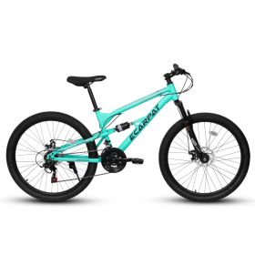 A26207 26 Inch Steel Frame Shock Fork Plus Shock Absorber 21-speed Unisex Mountain Bike (Option: Blue)